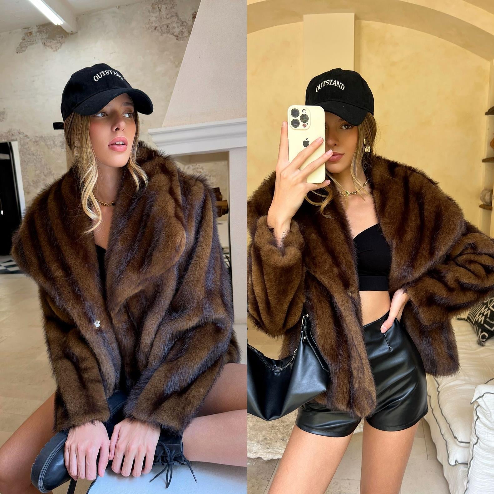 🤎 Luxuriöse Faux-Fur Jacke in Schokobraun