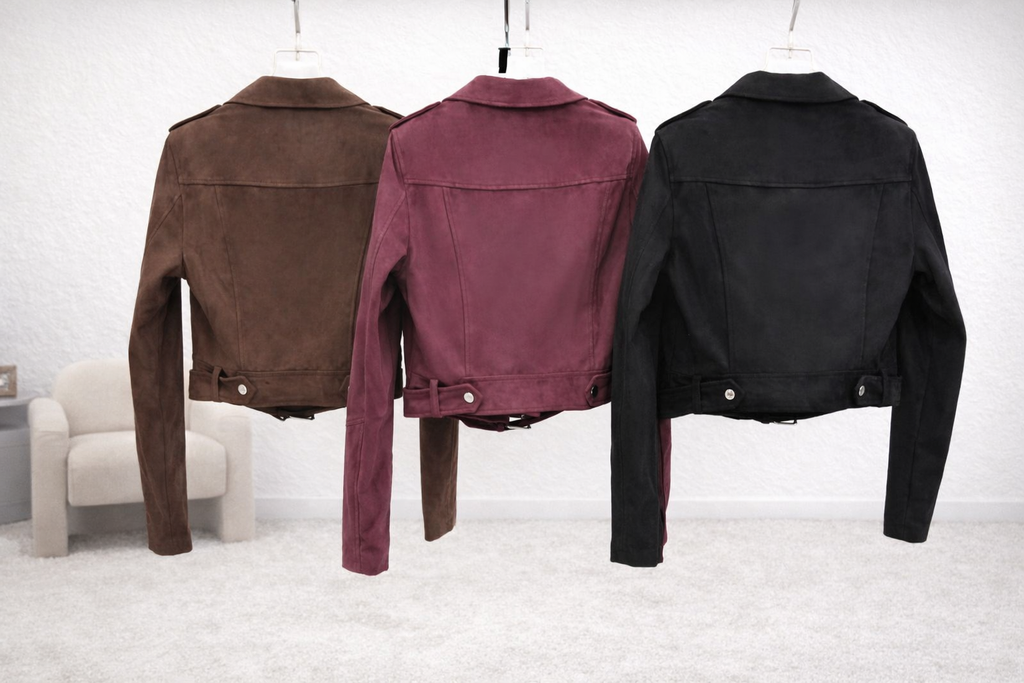 Bikerjacke in Velours-Optik – klassisch, modern, vielseitig