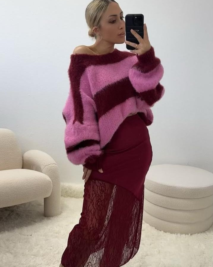 Oversize Strickpullover mit Streifen