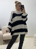 Kuscheliger Oversize Strickpullover mit Blockstreifen